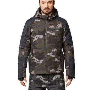 SOS Black Snow Mens Dominator camp full zip moto hooded ski jacket M/L